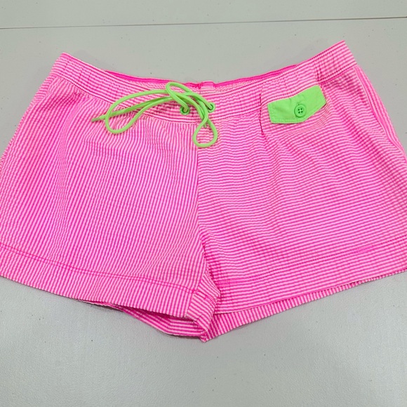 Vineyard Vines Pants - Vineyard Vines Pink White Striped Shorts‎ Tassel Drawstring , Green Pokers XXS